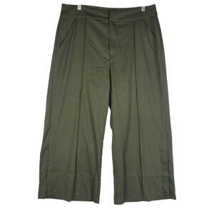 Zuda Z Echo Wide Leg Pants Women's Medium Petite Olive Green Athleisure Pockets